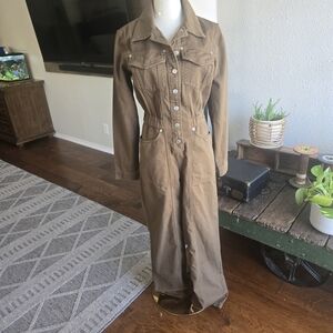 The Kooples Chocolate Brown Denim Jumpsuit